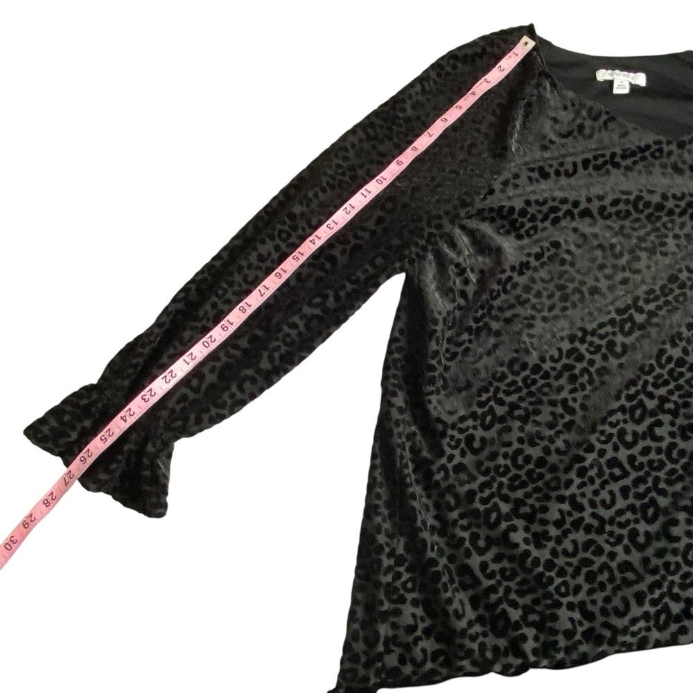 Nine West Shift Dress Black Leopard Print Velvet Burnout Size 16 Indie Witchy - Picture 15 of 16